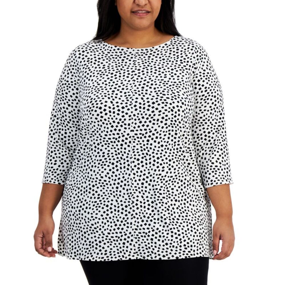 Alfani Plus Size Printed 3/4 Sleeve Top